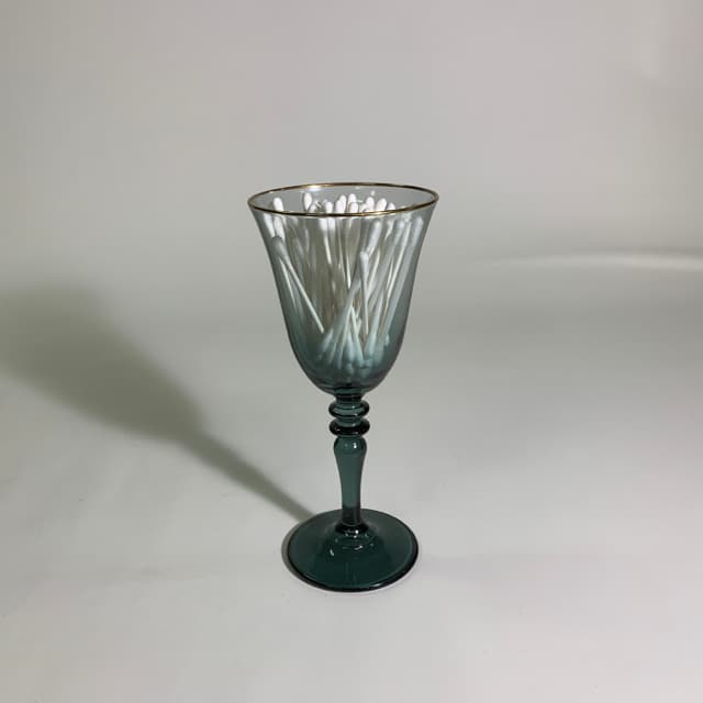 玻璃透明藍色高腳杯