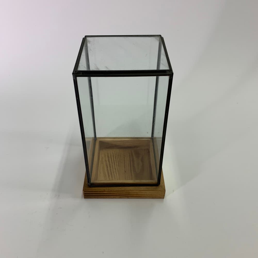 玻璃蓋木色底座展示盒