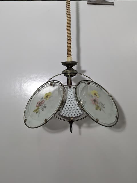 玻璃花紋伸縮吊燈