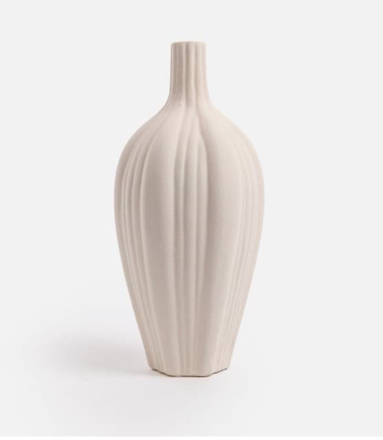 陶瓷窄口白色線條花器 高