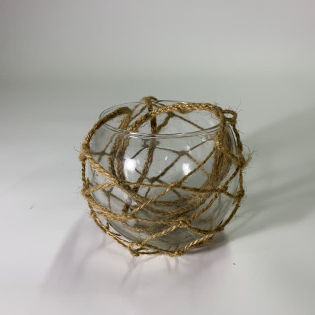 透明玻璃花瓶有麻繩套圓形 小