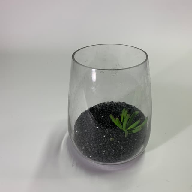 透明玻璃花瓶 寬口 附沙子