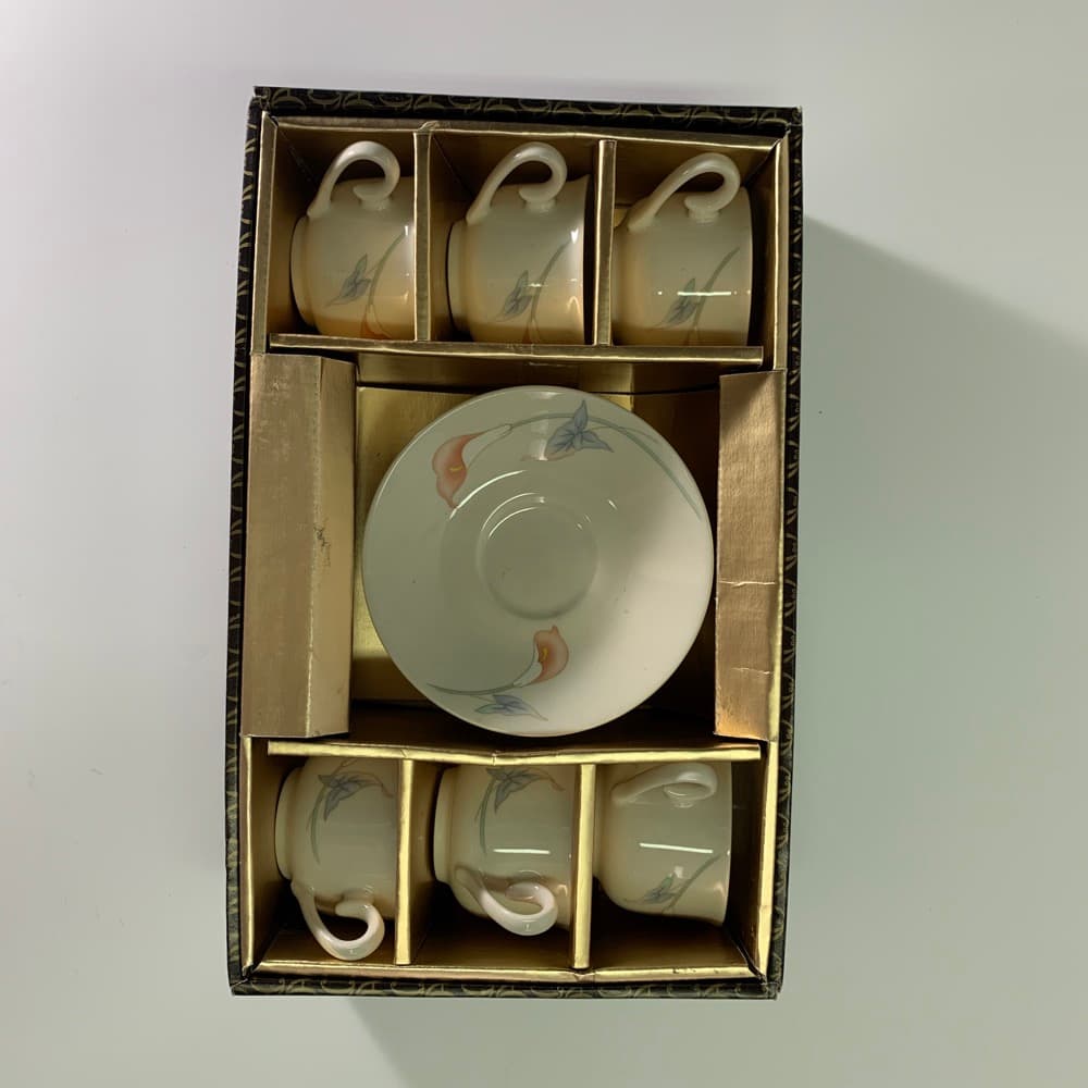 韓國陶瓷下午茶杯盤 盒裝 6杯6盤