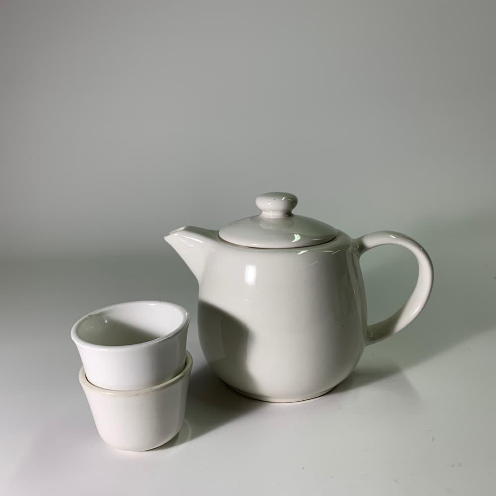 純白色陶瓷下午茶杯盤1組 1壺2杯