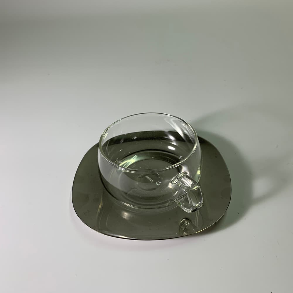 下午茶玻璃杯不鏽鋼盤 1組