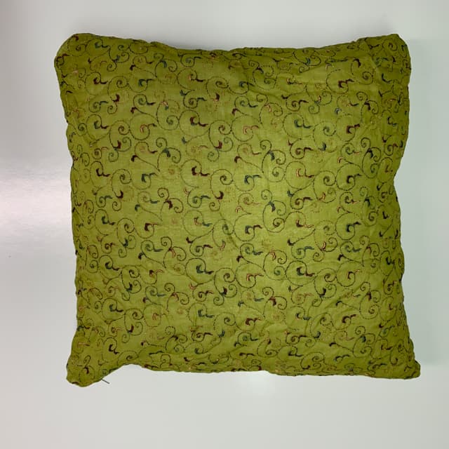 青苔綠色刺繡枕頭套 1入