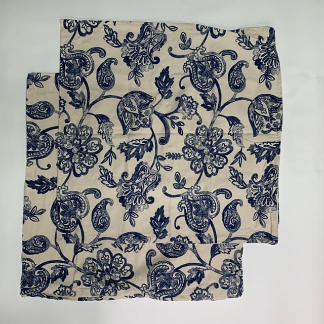 藍色花圖騰 pillow case 2入