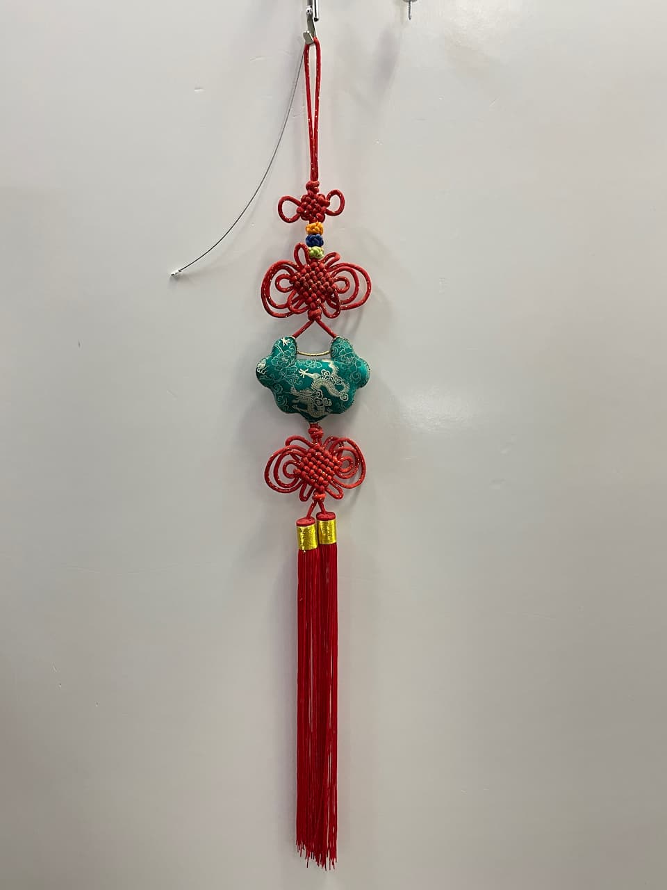 中國結+如意刺繡龍圖掛飾