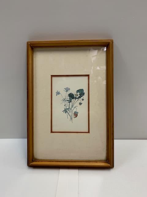 木框藍色花卉圖