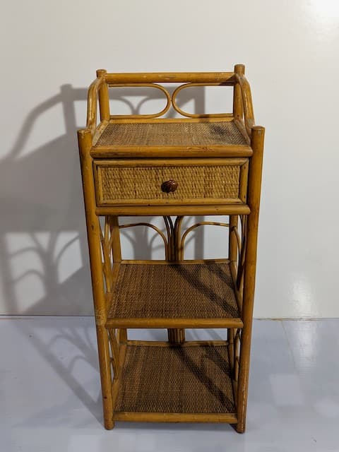 木色籐製四層邊櫃小
