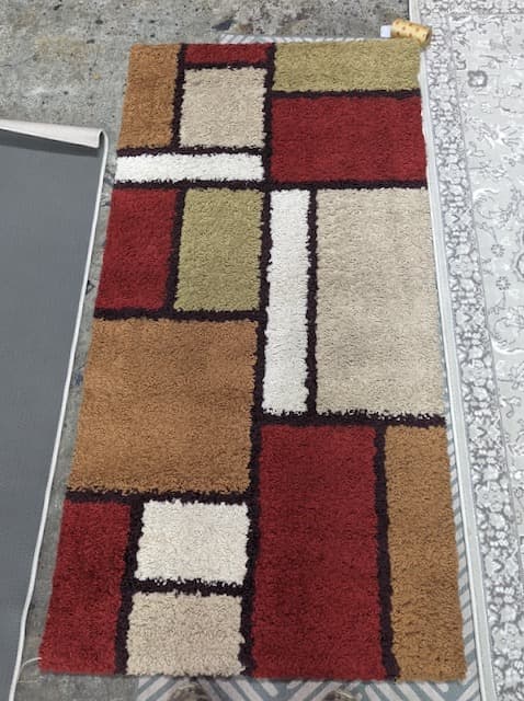紅色米色現代幾何風地墊